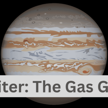 banner showing Planet Jupiter's image and text Jupiter the gas giant