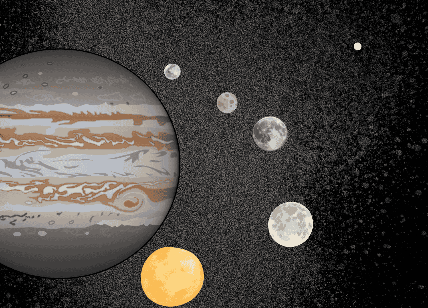 Image showing Moons revolving planet Jupiter